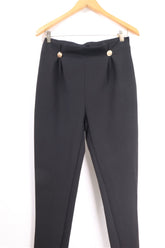 מכנסי בד אלגנטיים בשחור- L